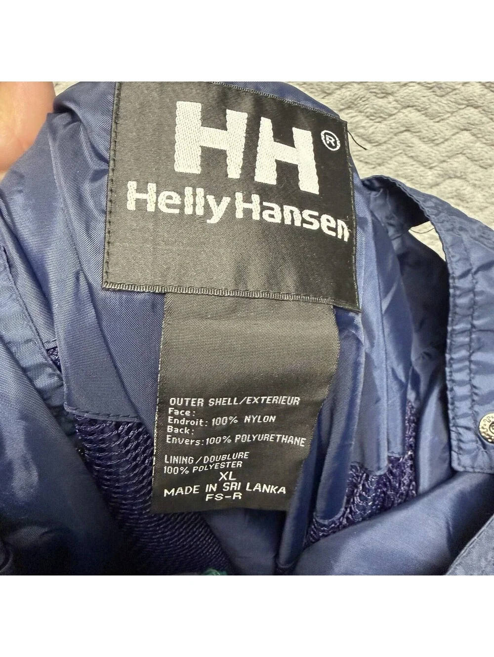Helly Hansen Jacket Mens XL Green Blue Helly Tech HH Packable Hooded Rain Coat